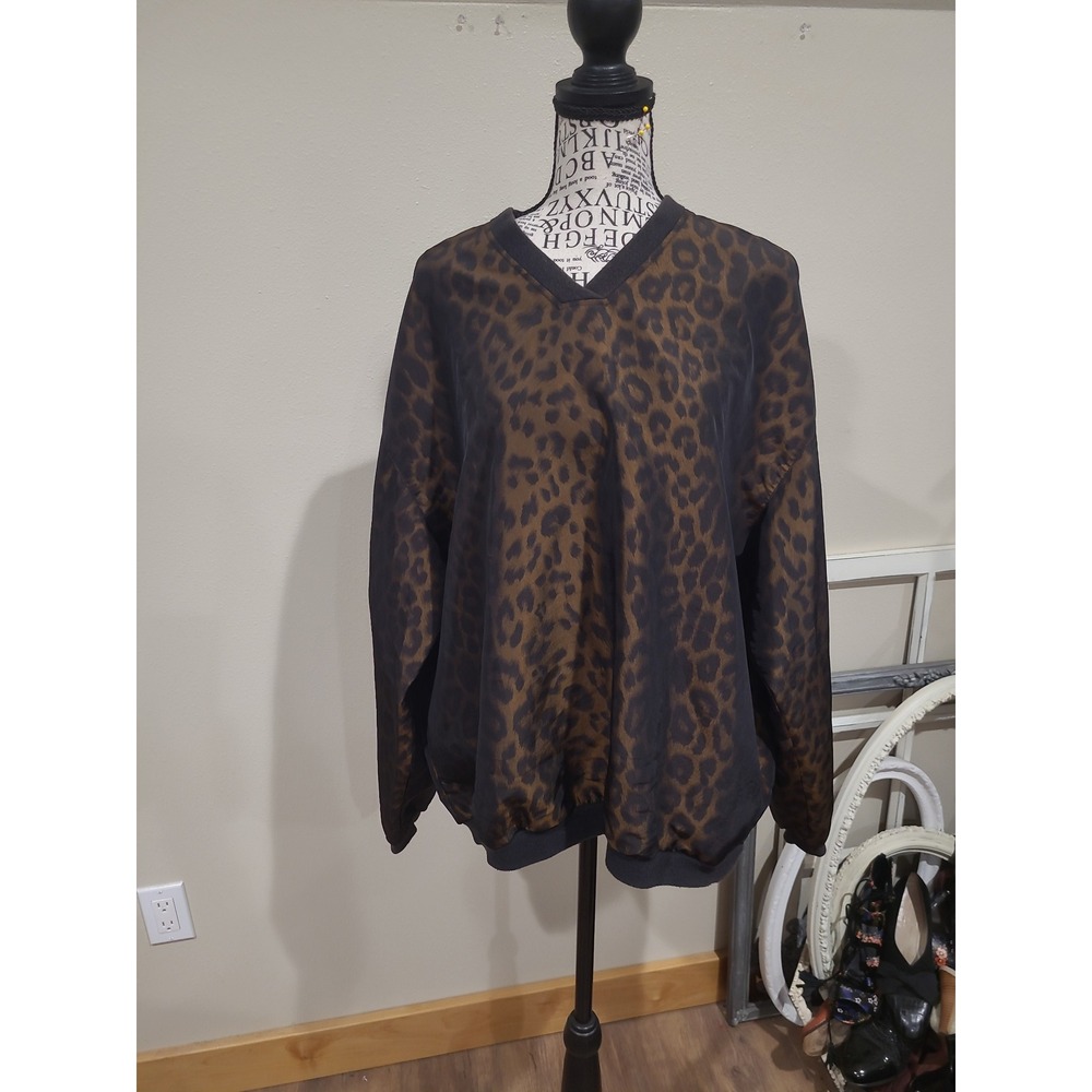 Elements Haley Women SZ XL animal print V neck pullover w/pockets made in USA‎